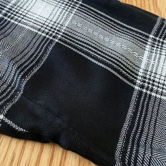 Krazy Kat Womens Black/White Plaid Button-Up Shirt Size 1X Long Sleeve Collar - Picture 6 of 11